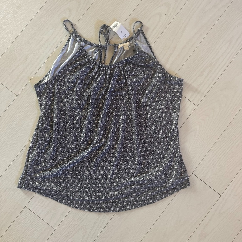 Banana Republic Sleeveless‎ Top XL Black White Geometric Print NWT